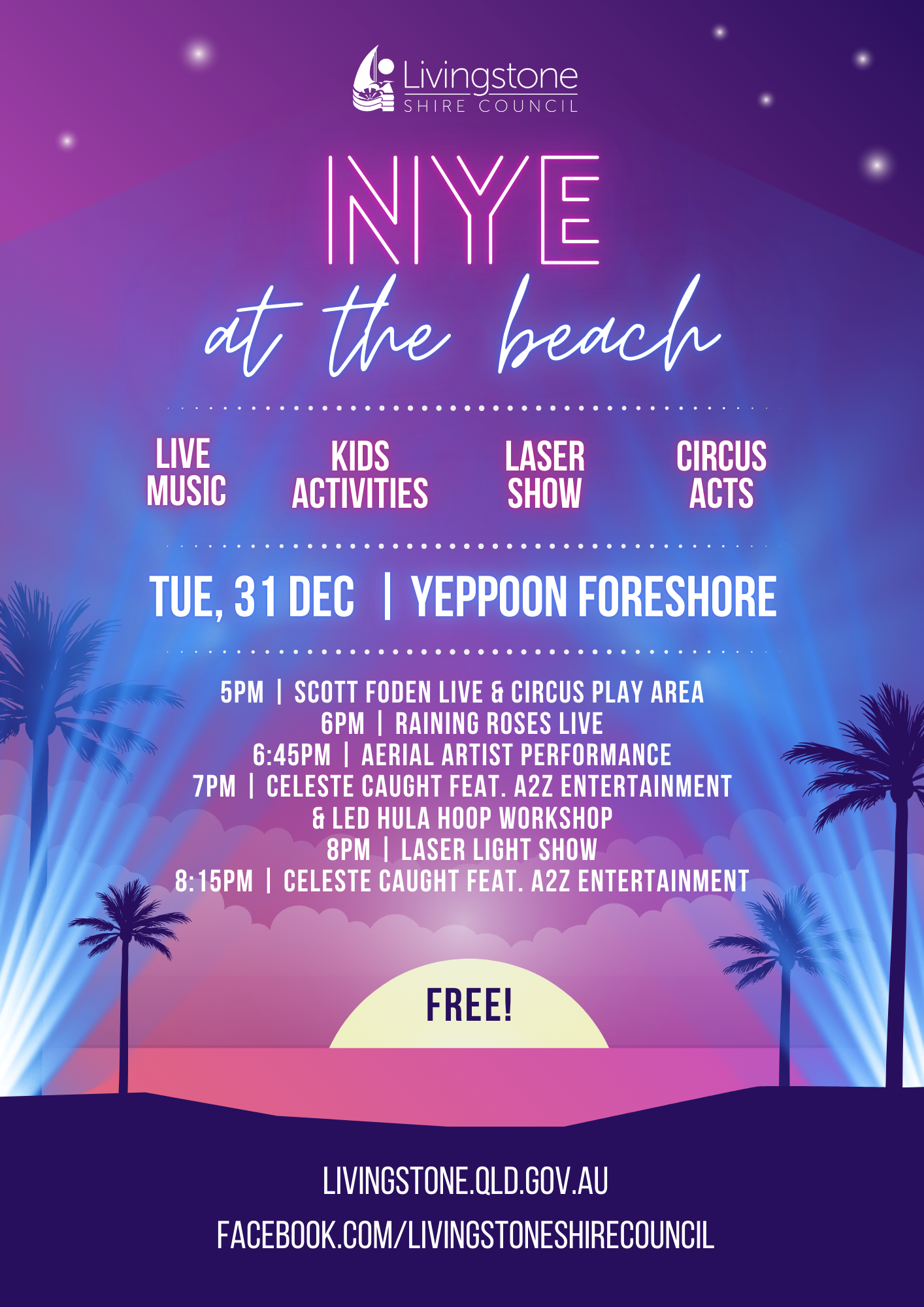 New Year's Eve Nye at the beach poster 2024 UPDATED